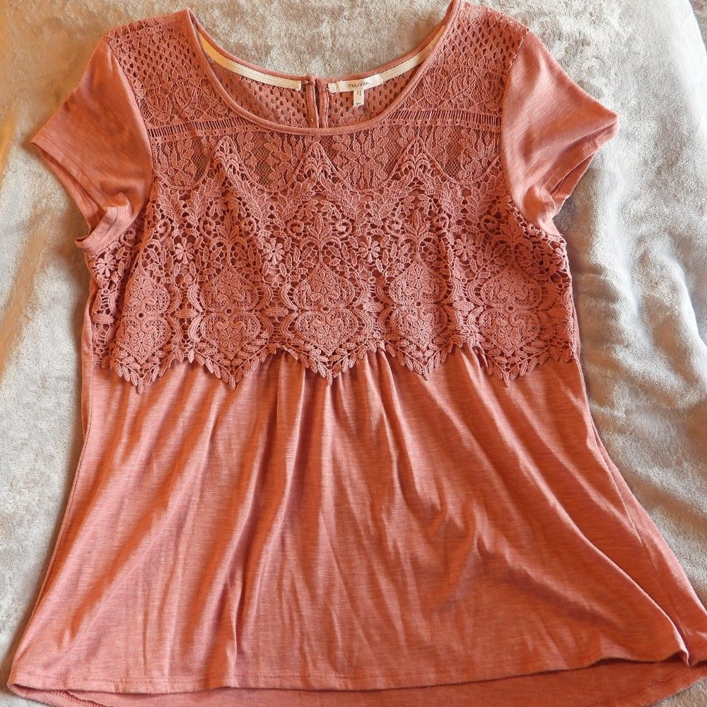 Maurices Women's Dusty Pink Crochet Top